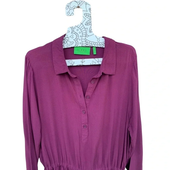 LOGO Drawstring Adjustable Waist Dress Ruffle Bottom Relaxed Fit Size M - Picture 3 of 6